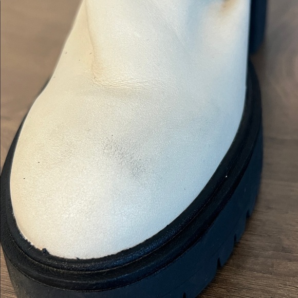 Free People Dylan Lace-Up Boots Platform Heel Ivory White Leather EU 38 US 8 - Picture 14 of 14